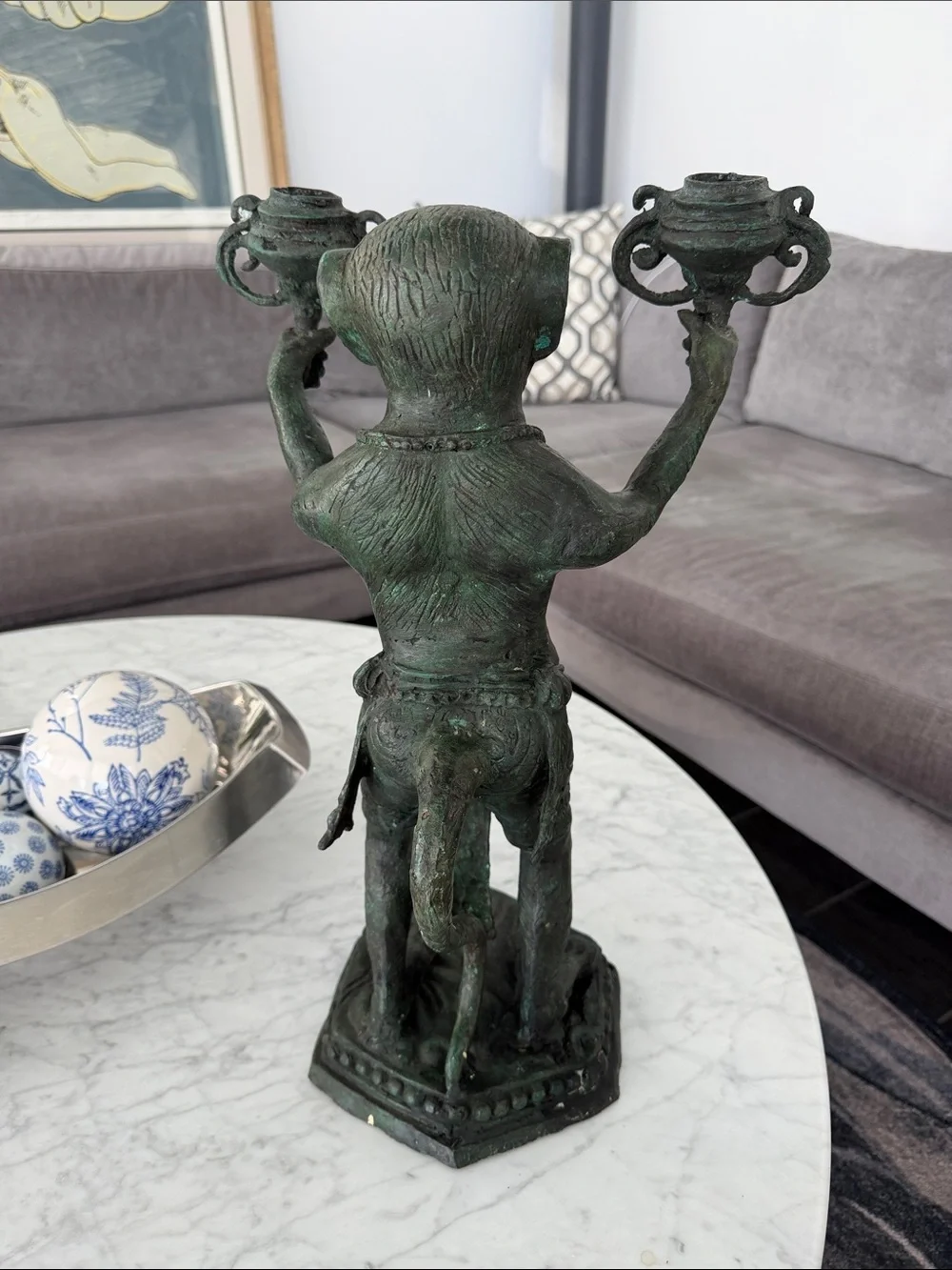 Vintage Bronze Monkey Candelabra
